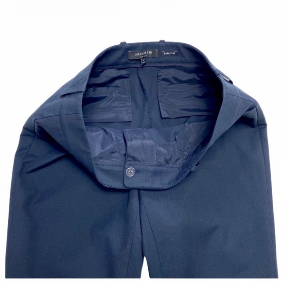 Lafayette 148 New York Manhattan Slim Ankle Pants in Navy Blue - Picture 7 of 8